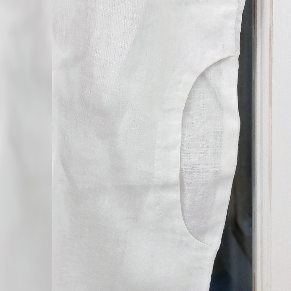 J.Jill Womens 100% White Line V Neck Circle Pockets Short Sleeve Top Size XS - Picture 4 of 6
